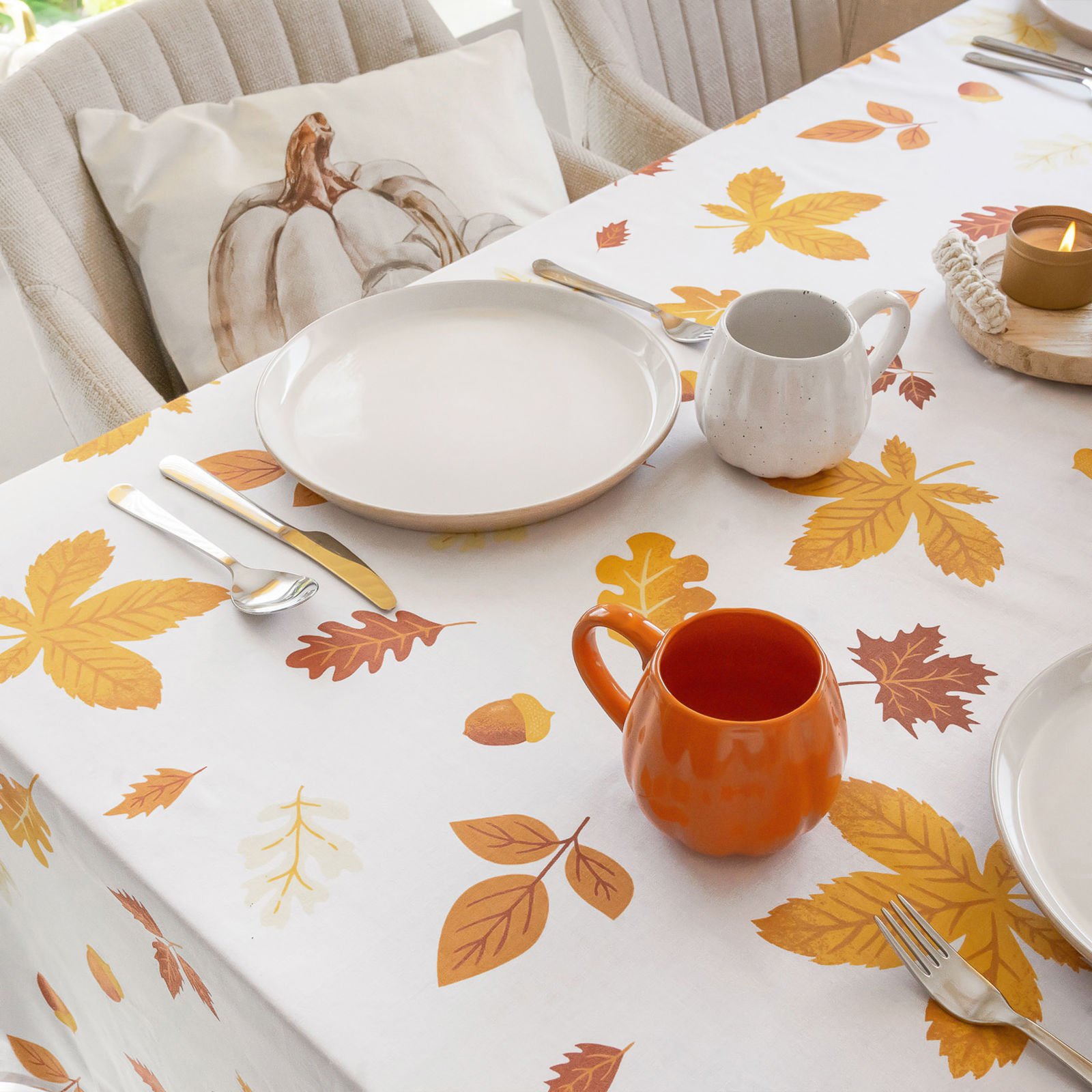 Eckige Tischdecke 100% Baumwolle - Herbstblätter