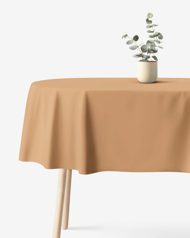 Ovale Tischdecke aus 100% Baumwolle - herbstbraun