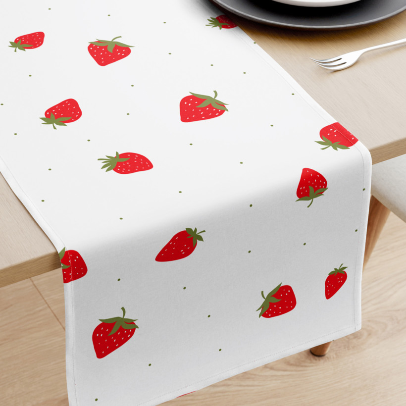 Tischläufer aus 100% Baumwolle - frische Erdbeeren