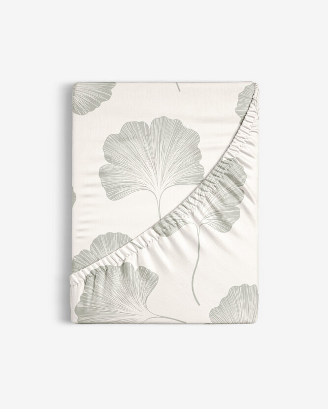 Spannbettlaken aus Baumwolle - Minimalistische Ginkgoblätter