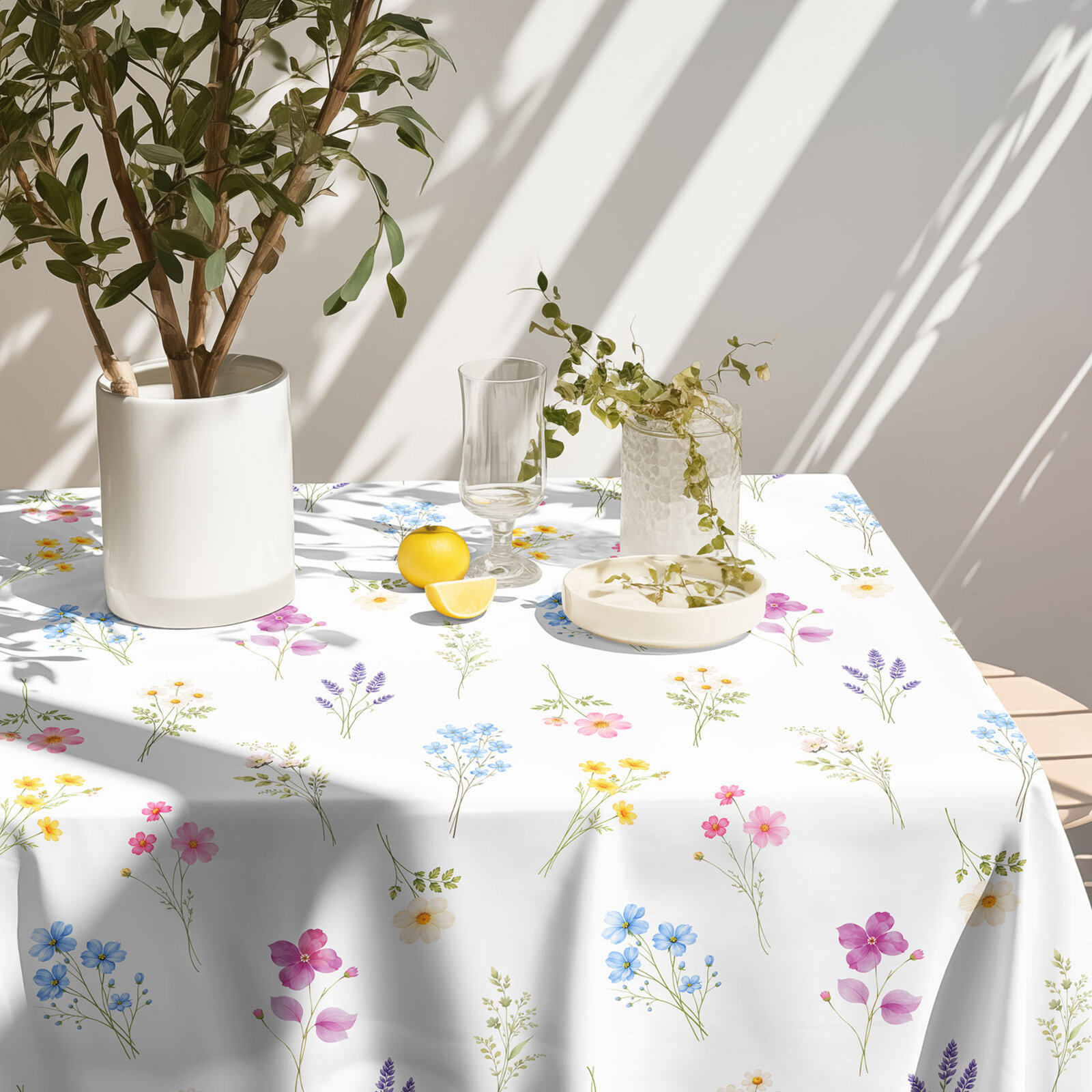 Eckige Teflon-Tischdecke - Blumengarten