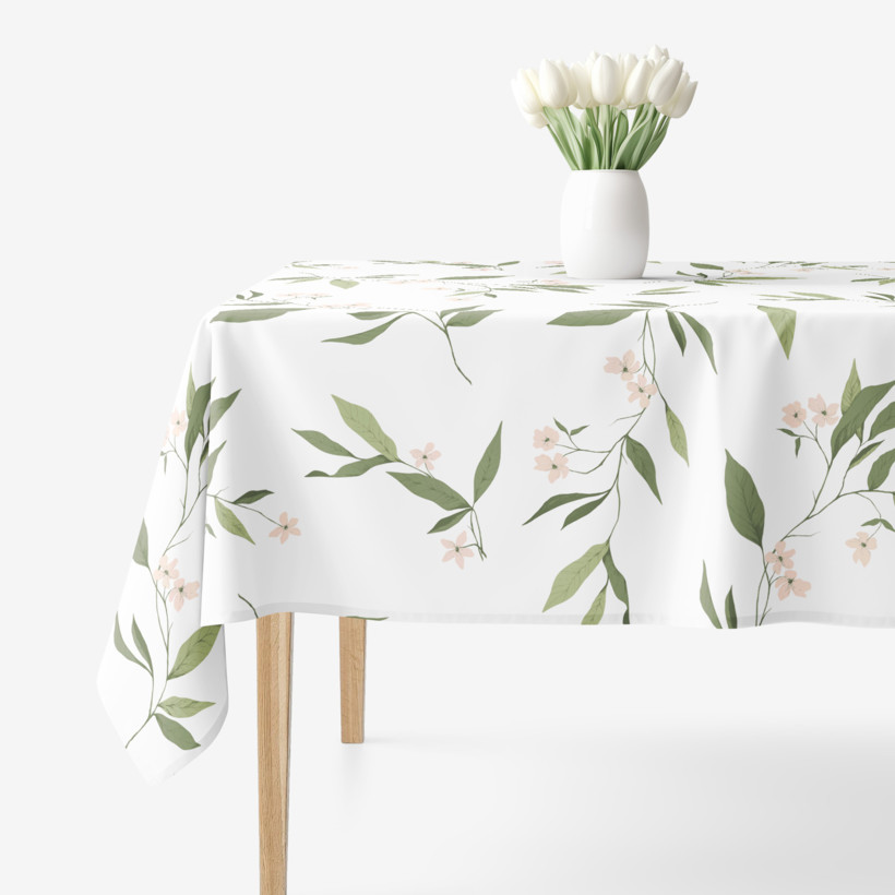 Eckige Tischdecke 100% Baumwolle - Duft nach Jasmin
