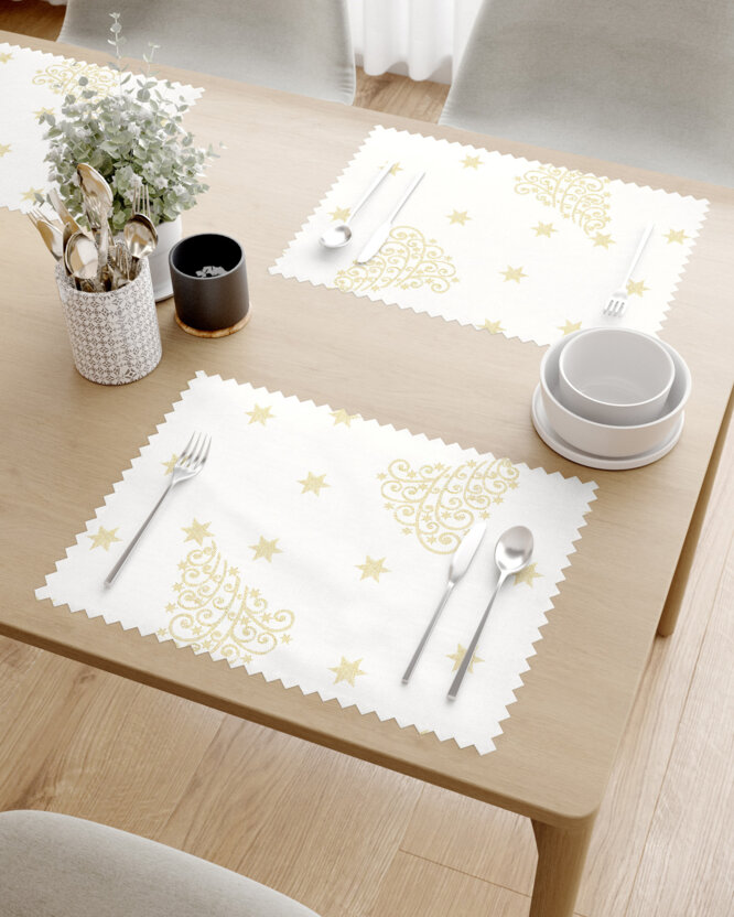 Weihnachtliches Tischset Teflon - Goldene Tannenbäume und Sterne - 2 Stück