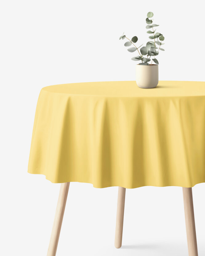 Runde Tischdecke 100% Baumwolle - gelb