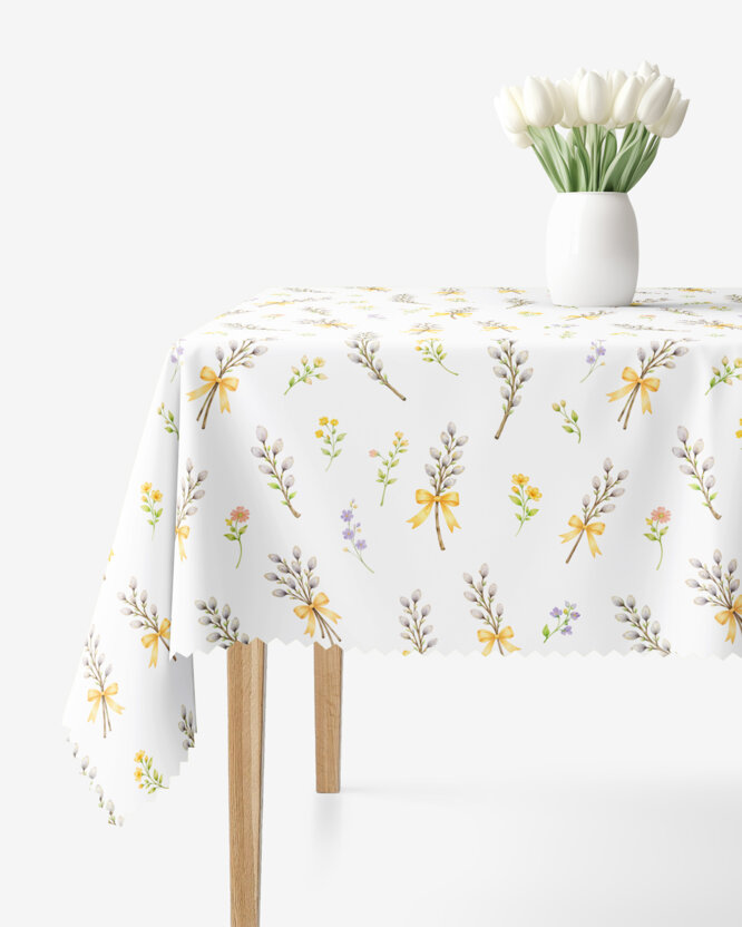 Ostern Eckige Teflon-Tischdecke - Weidenkätzchen