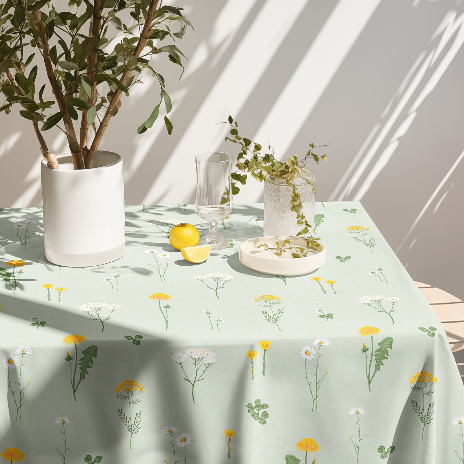 Eckige Tischdecke 100% Baumwolle - Grüne Wiese