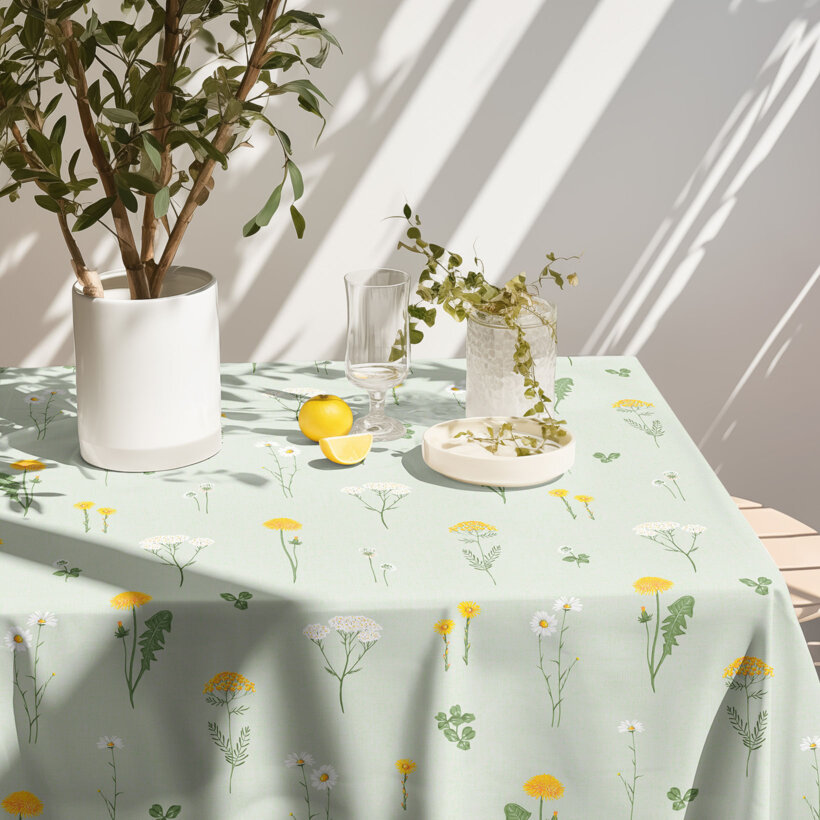 Eckige Tischdecke 100% Baumwolle - Grüne Wiese