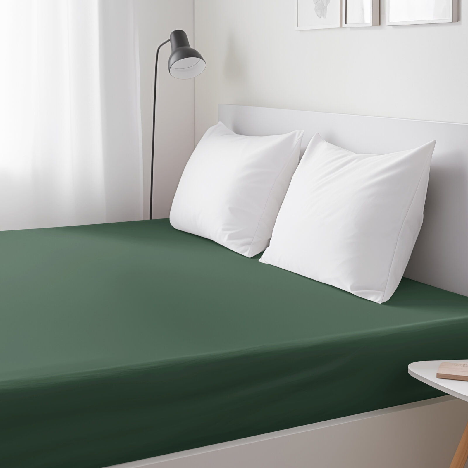 Spannbettlaken aus Baumwolle - dunkelgrün