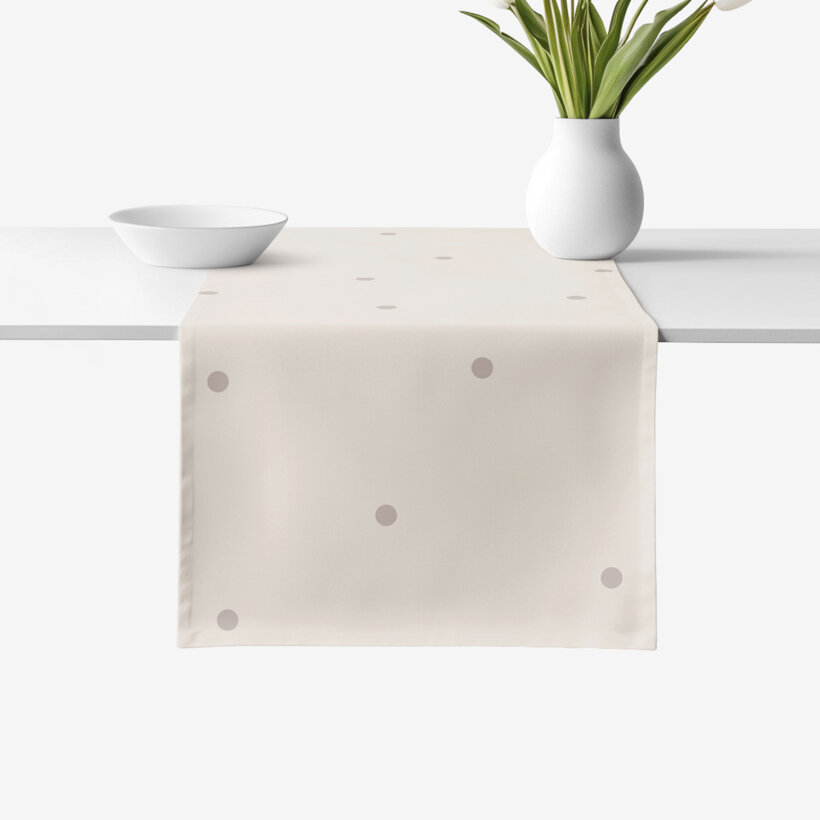 Tischläufer aus 100% Baumwolle - Pünktchen auf Beige