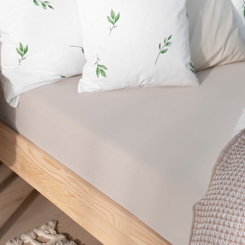 Bettlaken Jersey mit Gummiband - graubraun