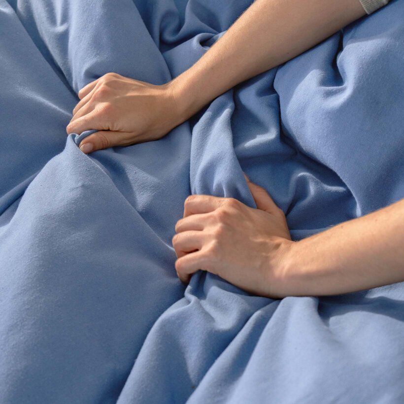 Bettwäsche aus Leinenmischung - blau