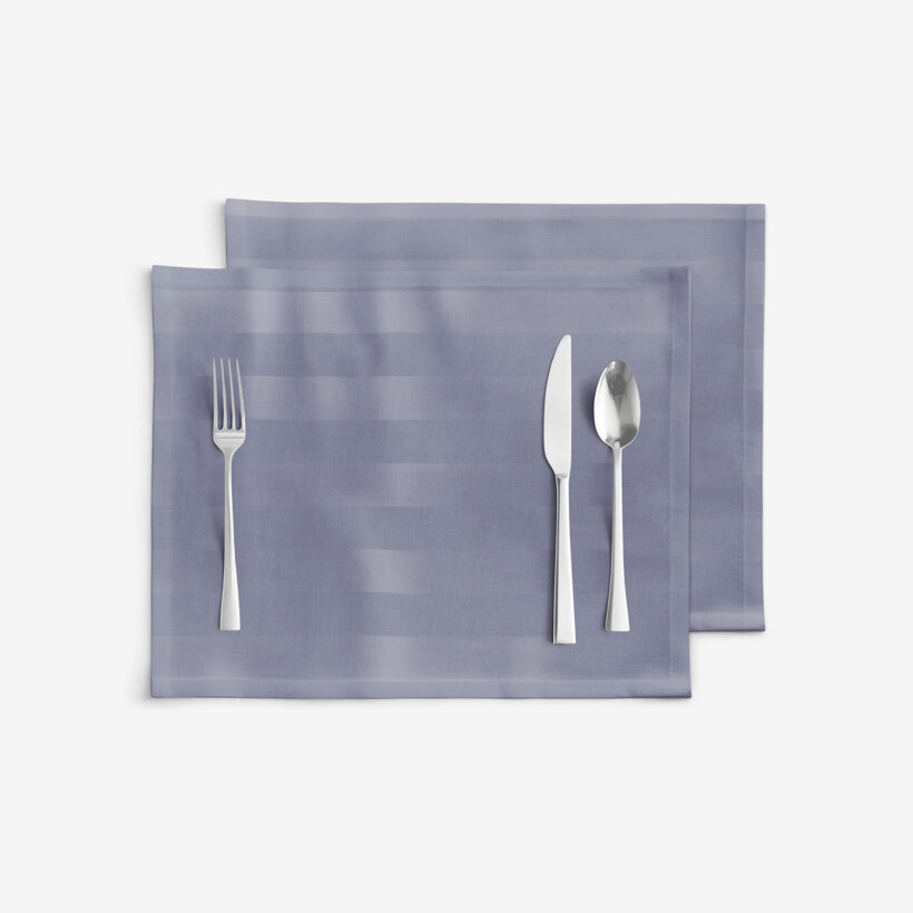 Festliche Damast-Tischset - dunkelgraue Streifen mit Satin-Glanz - 2 Stück