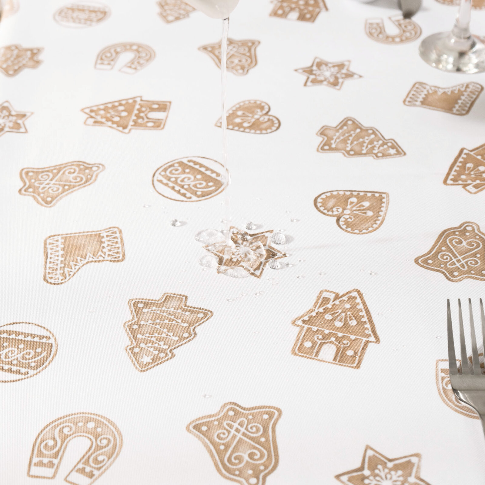 Eckige weihnachtliche Teflon-Tischdecke - Lebkuchen