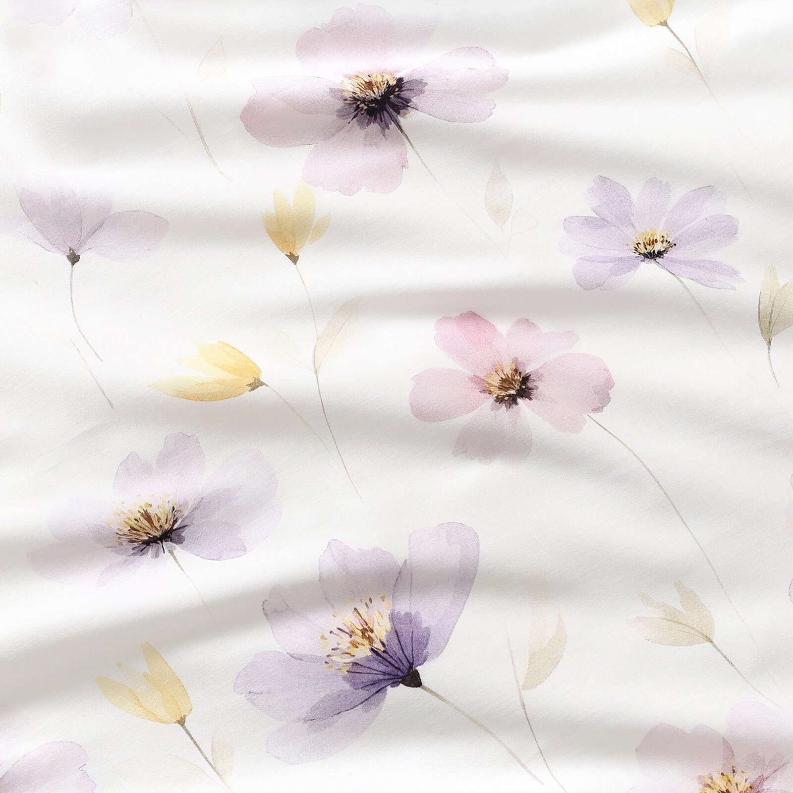 Mako-Satin - Lila Blüten