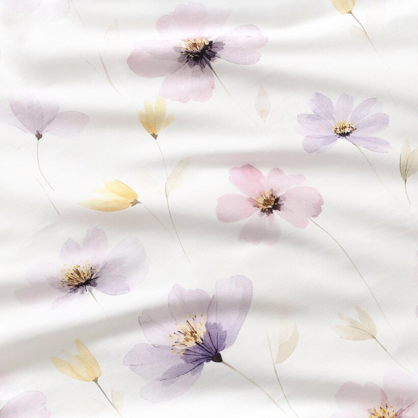 Mako-Satin - Lila Blüten