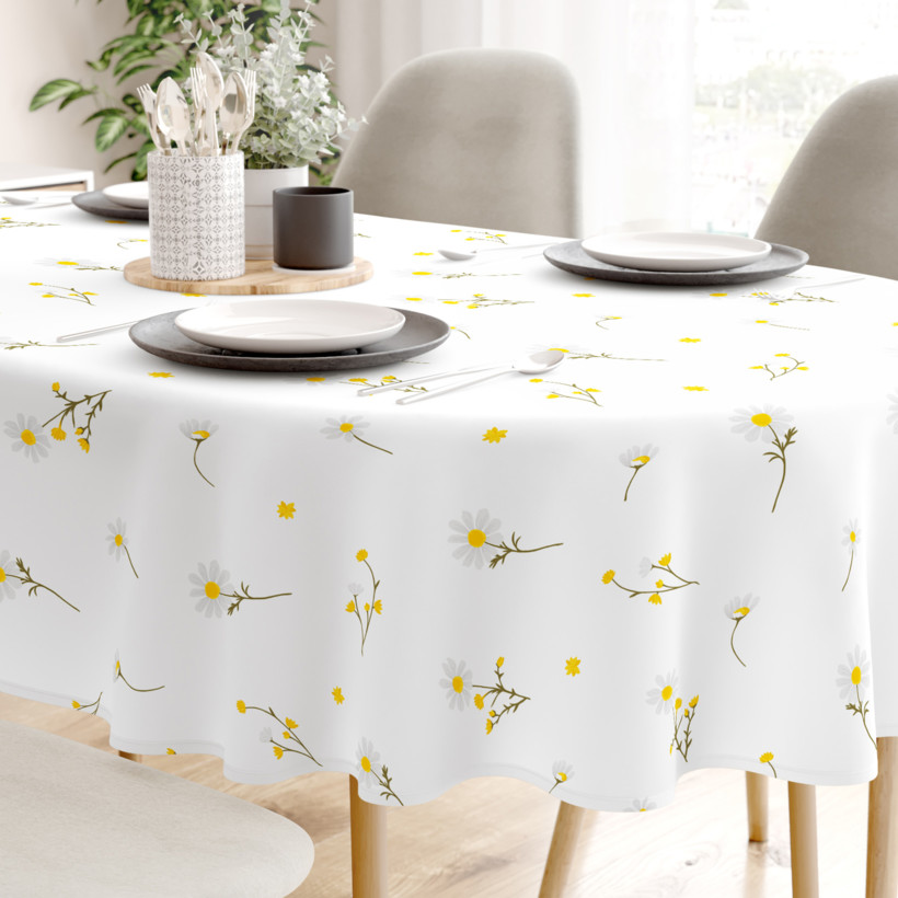 Ovale Tischdecke aus 100% Baumwolle - Kamille