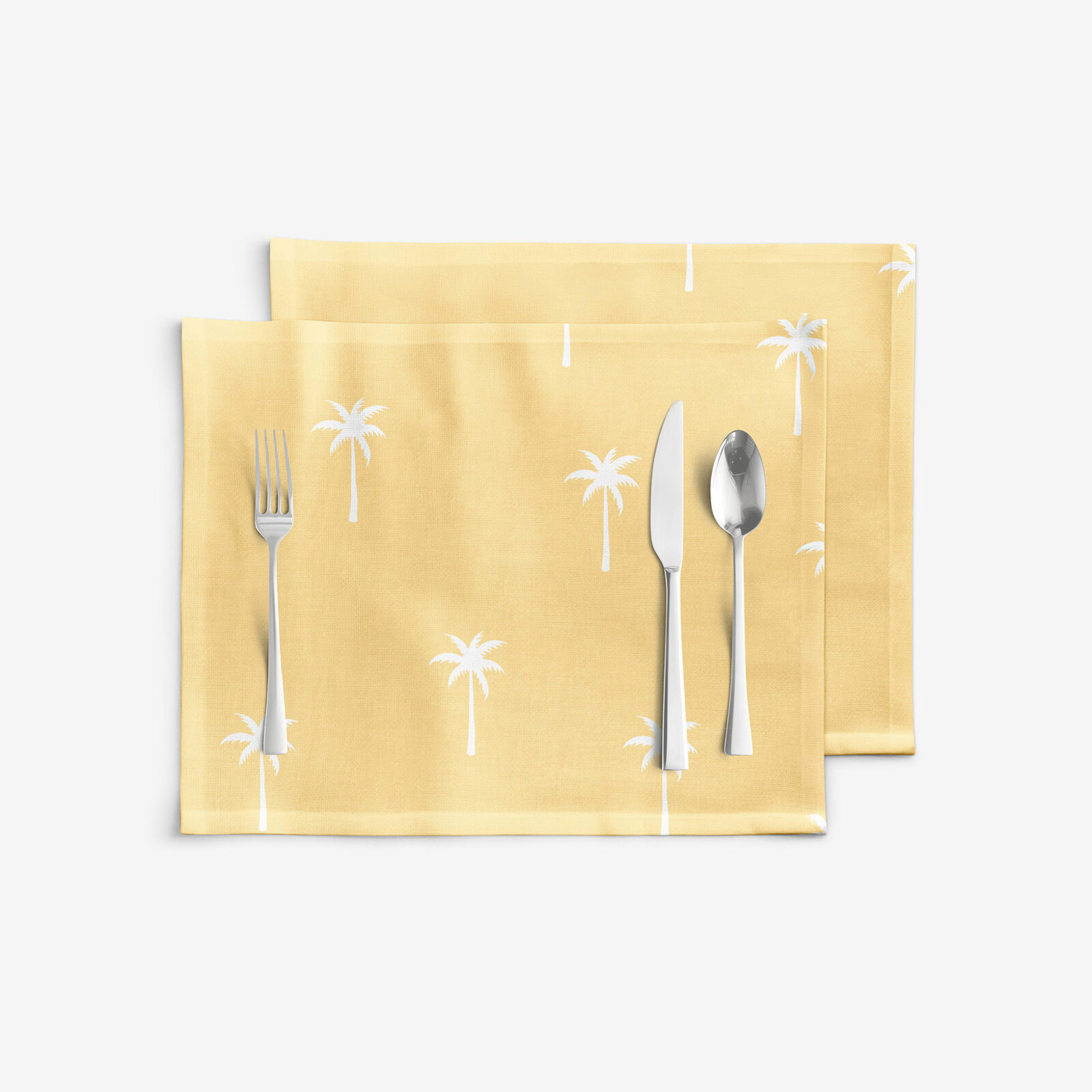 Tischset 100% Baumwolle - Palmen auf Gelb - 2 Stück