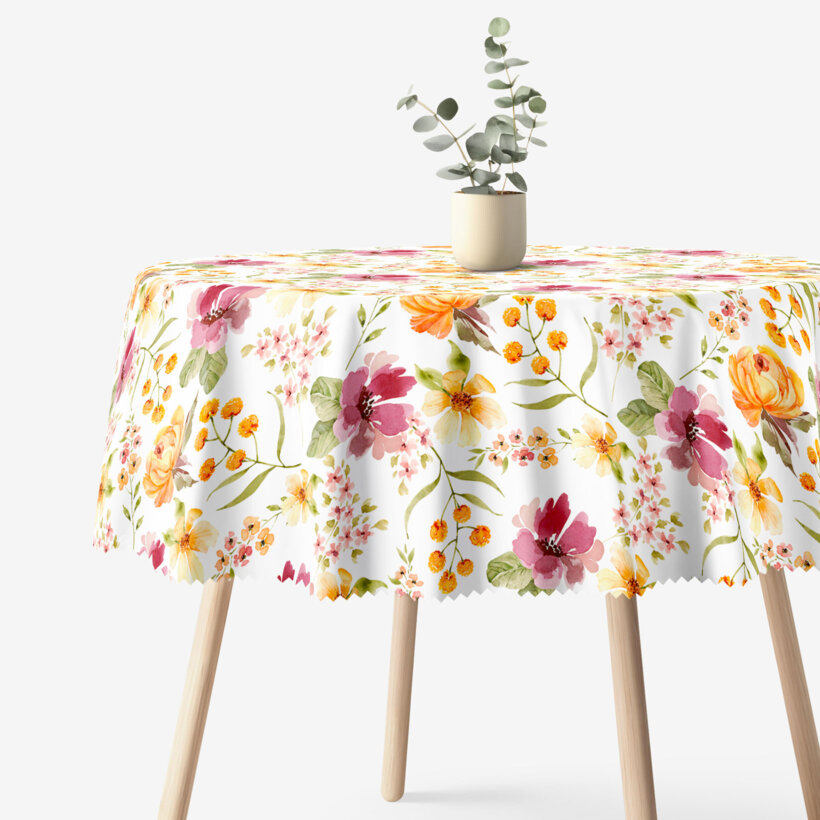 Runde Tischdecke Teflon - Hibiskusblüten