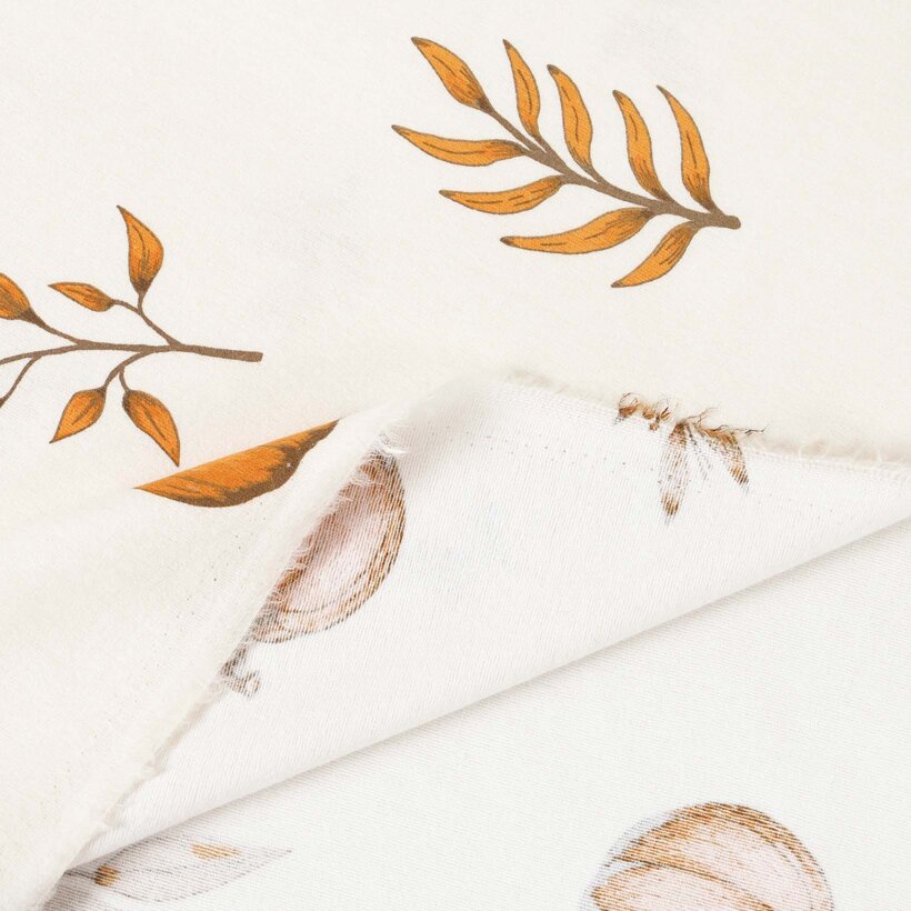 Flanellstoff - Herbstkürbisse und Blätter