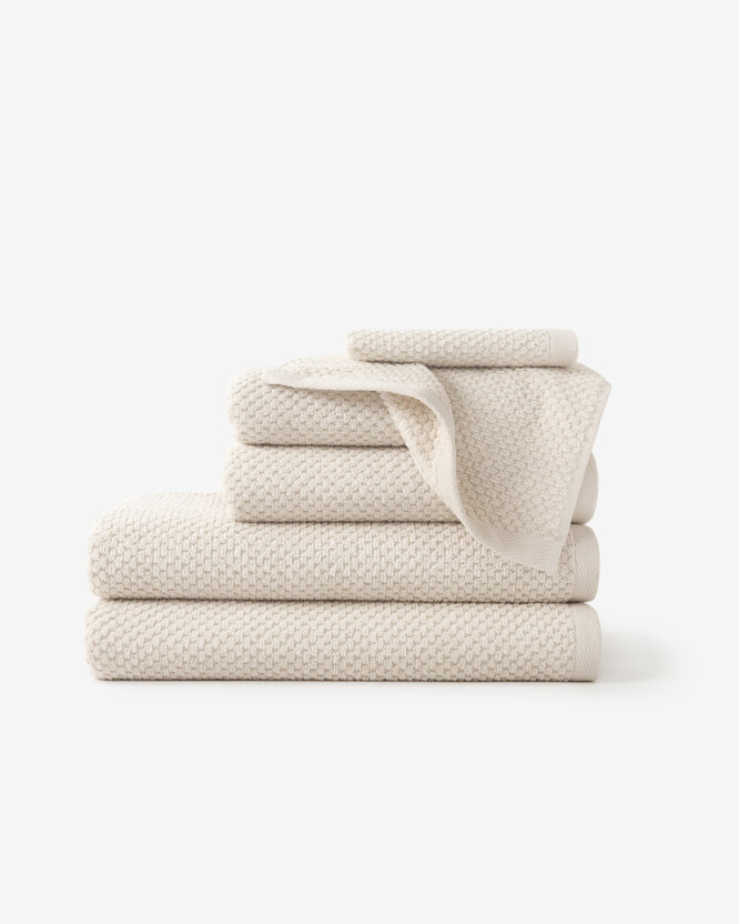 Frottee-Handtuch / Badetuch aus Baumwolle Micro Pure - Mandelfarben