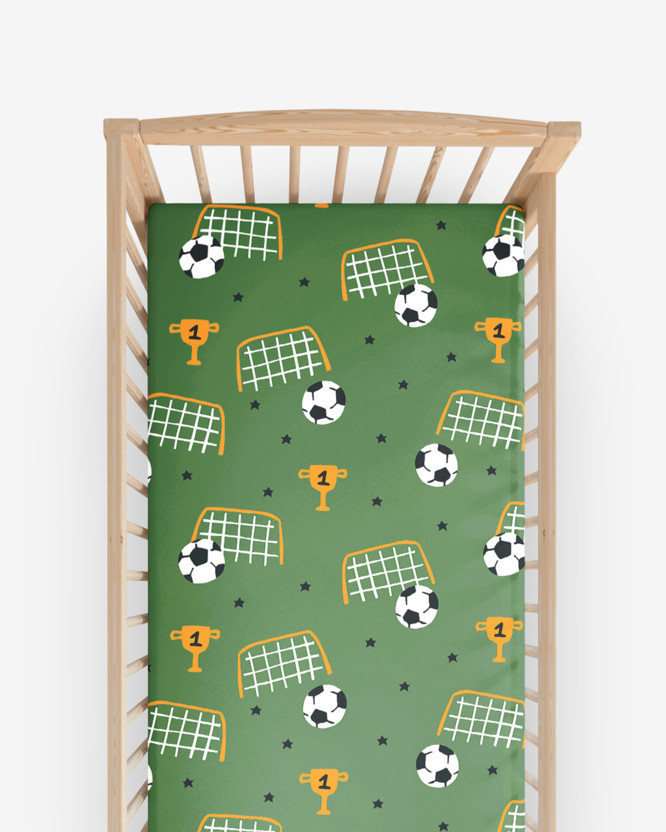 Spannbetttuch aus Baumwolle für Babybetten - Fußballwelt