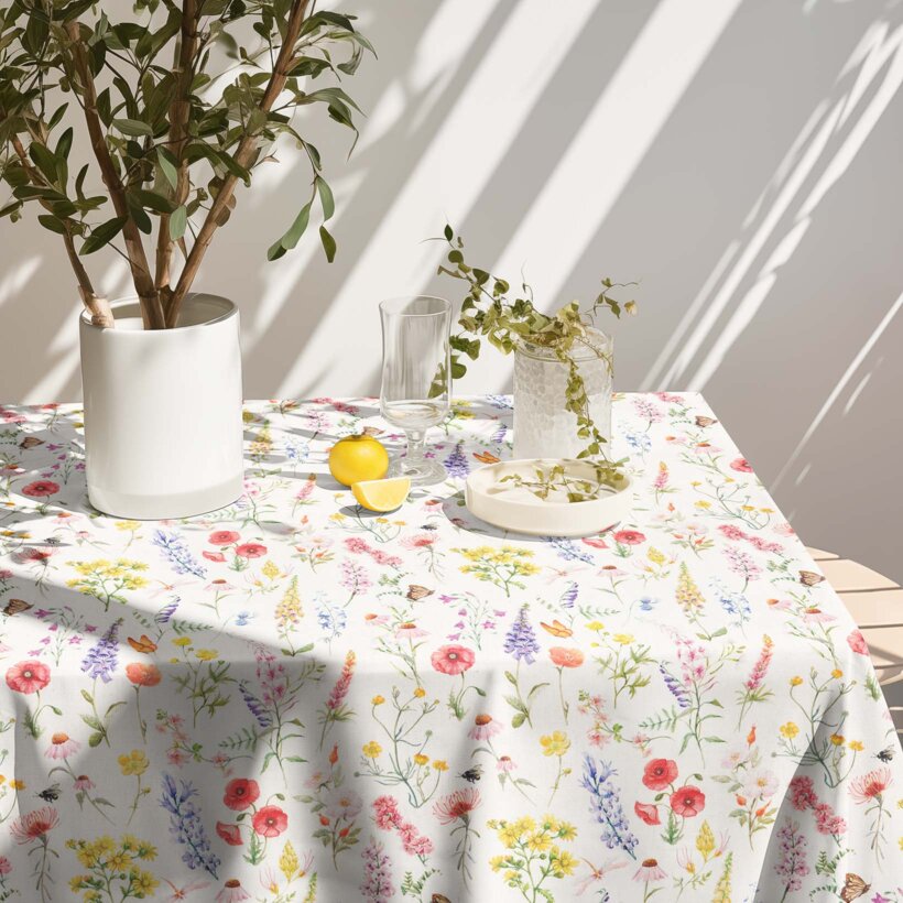 Eckige Tischdecke Valencia - Blühende Wiese