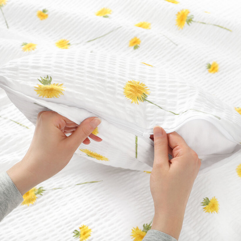 Seersucker-Kissenbezug - Löwenzahn