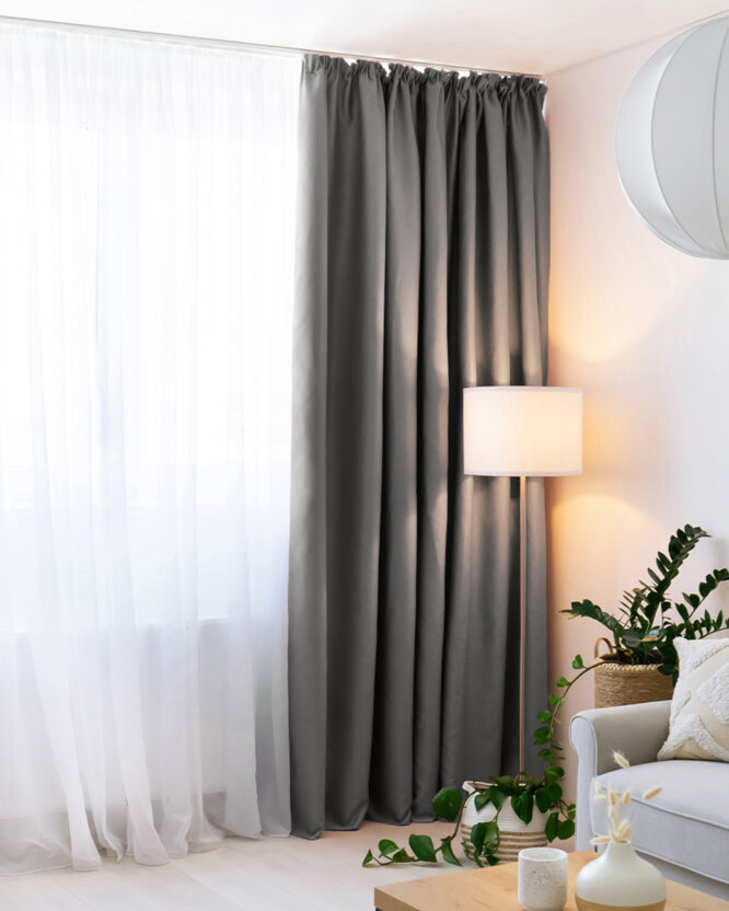 Blackout Verdunkelungsvorhang mit Satin-Glanz - grau