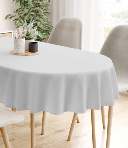 Ovale Tischdecke aus 100% Baumwolle - hellgrau