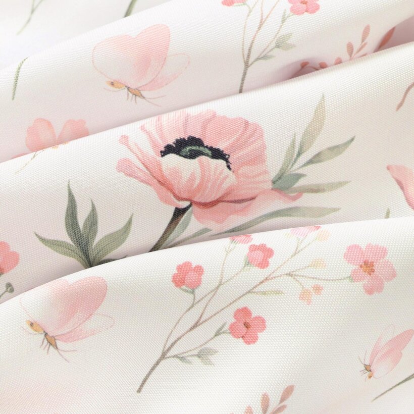 Eckige Teflon-Tischdecke - Rosa Blümchen