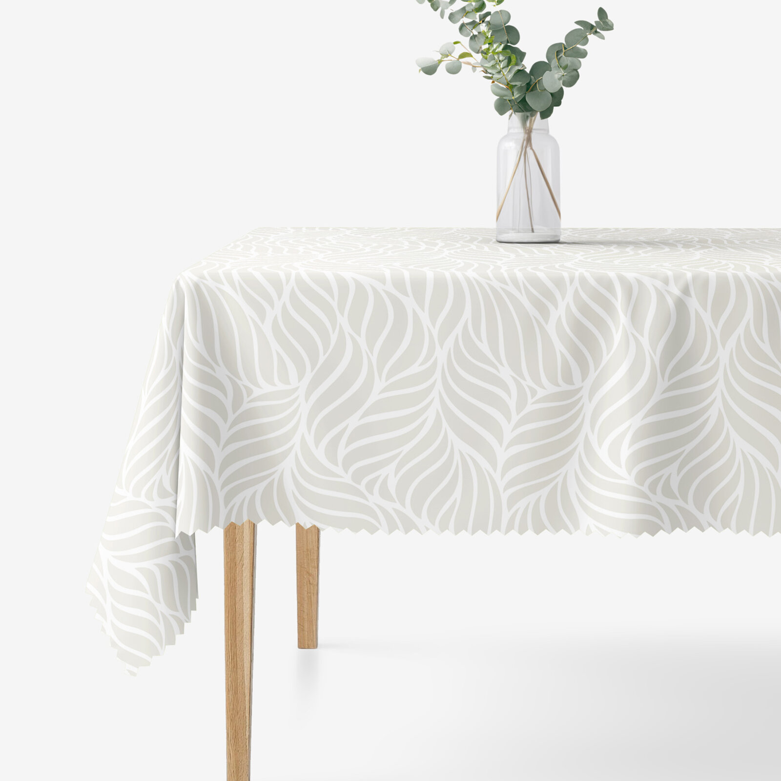 Eckige Teflon-Tischdecke - Beige Linien