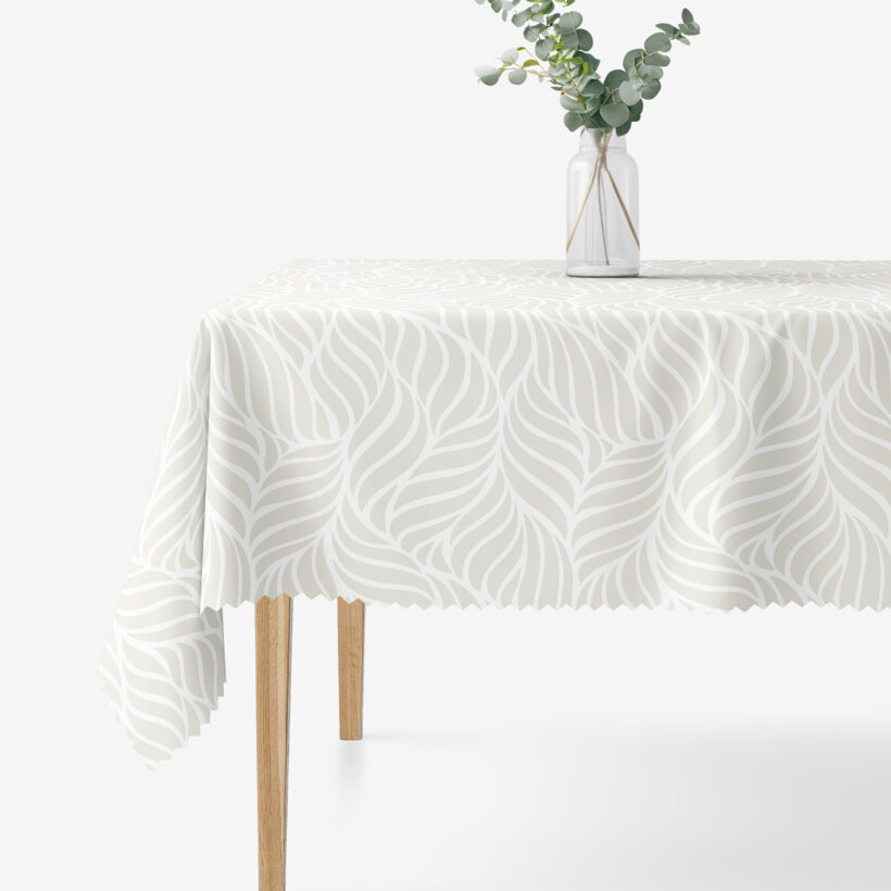 Eckige Teflon-Tischdecke - Beige Linien