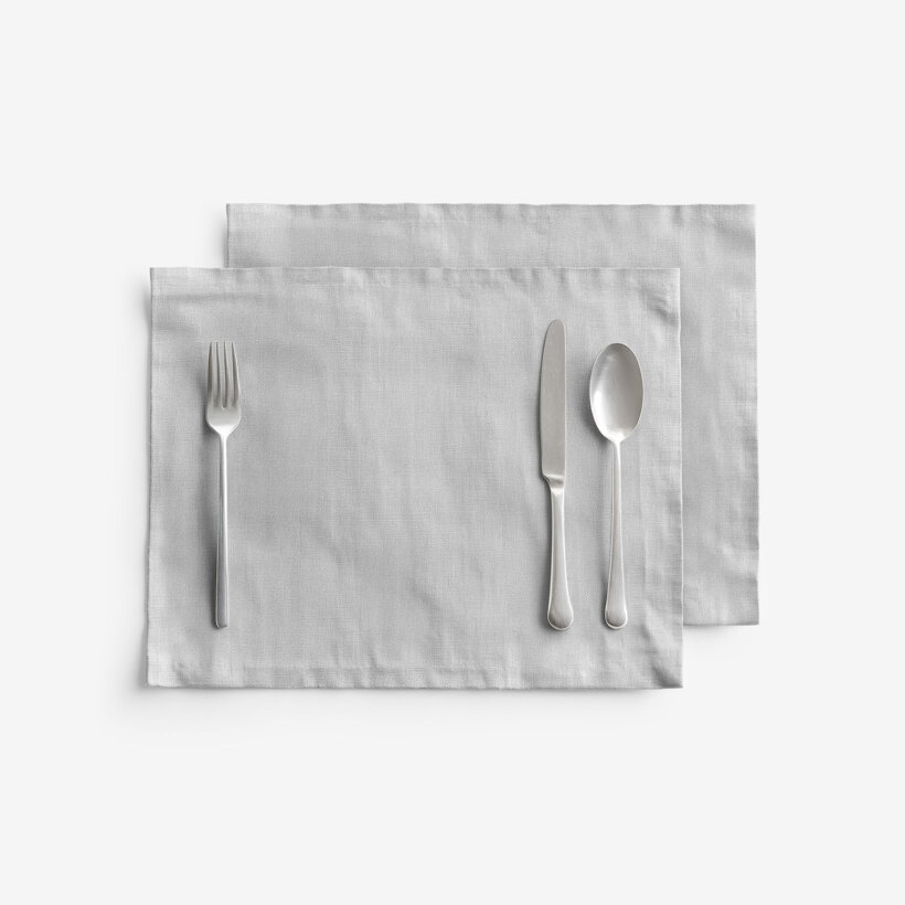 Tischset aus Leinenmischung - grau - 2 Stück Set