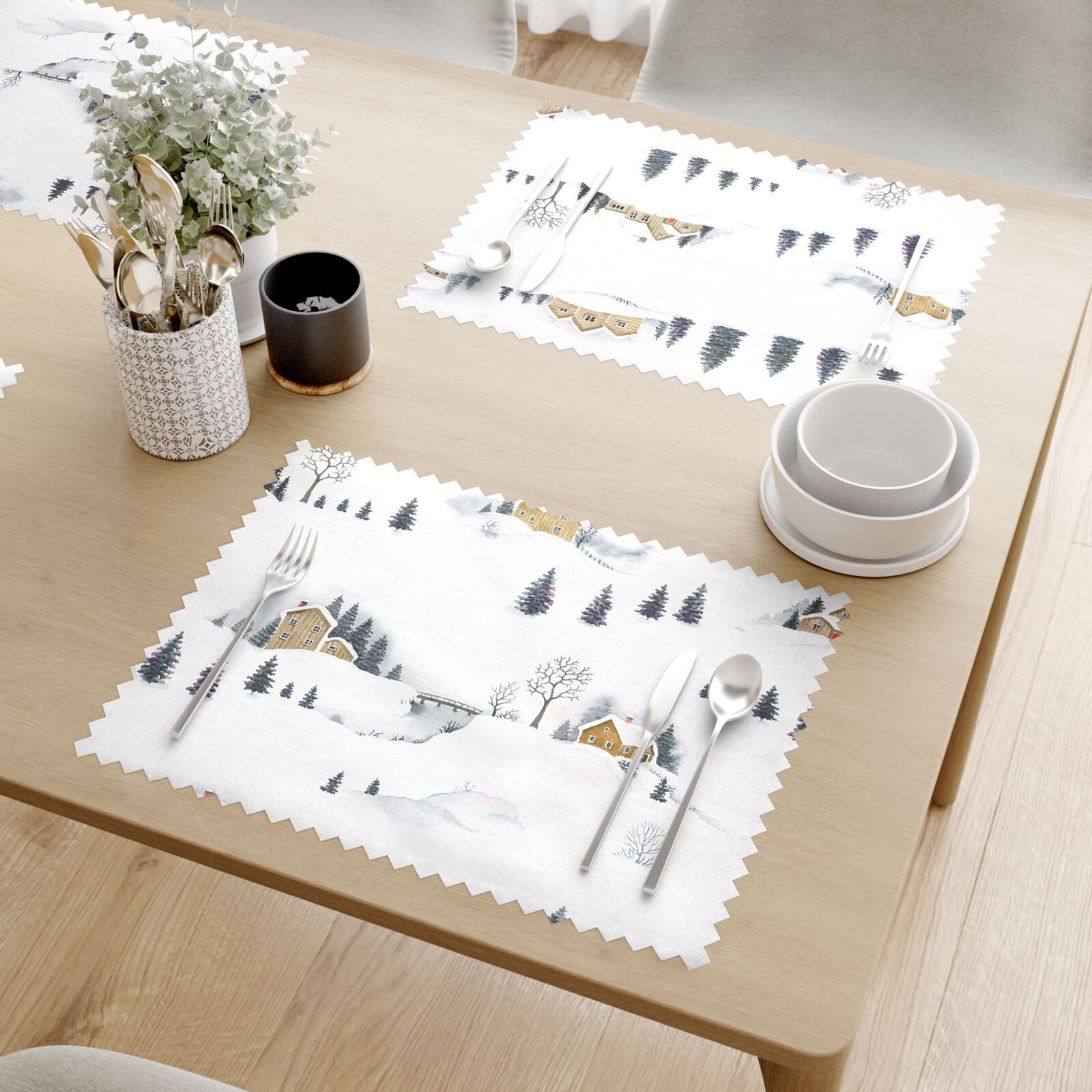 Weihnachtliches Teflon-Tischset - Winterlandschaft - 2 Stück