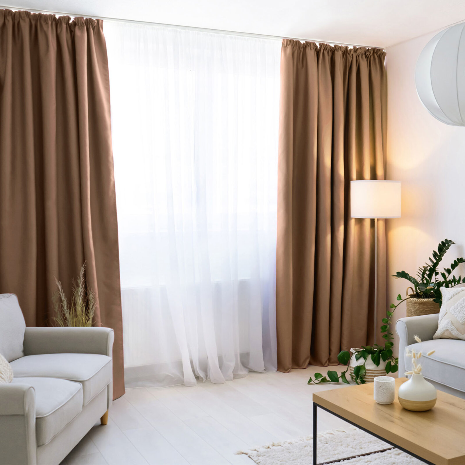 Blackout Verdunkelungsvorhang mit Satin-Glanz - goldbeige