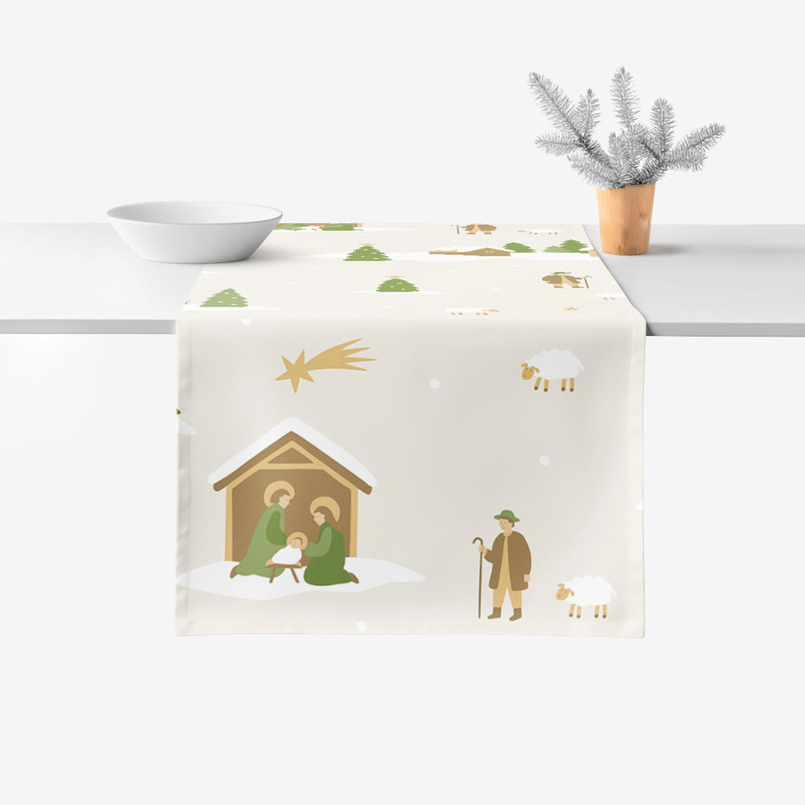 Weihnachtlicher Tischläufer aus 100% Baumwolle - Weihnachtslieder
