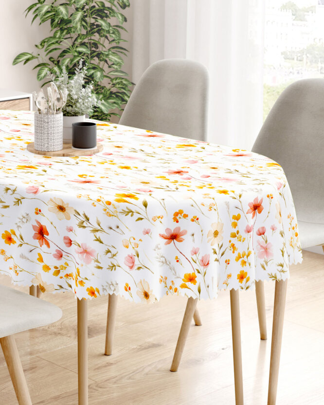 Ovale Tischdecke Teflon - Blumenparadies
