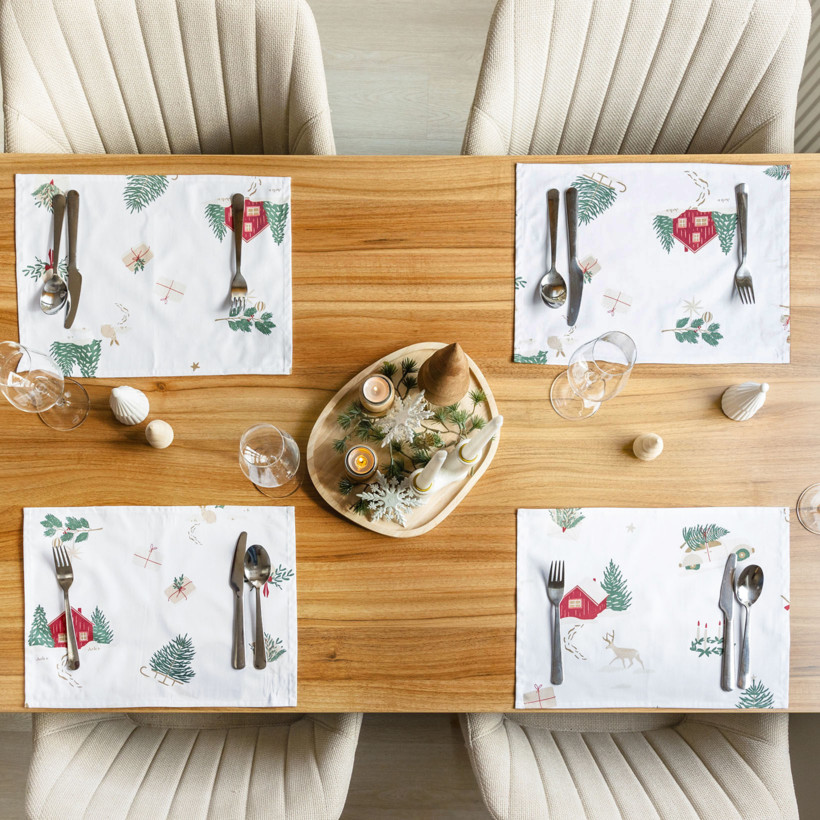 Weihnachtliches Tischset 100% Baumwollköper - Traditionelle Weihnachten - 2 Stück