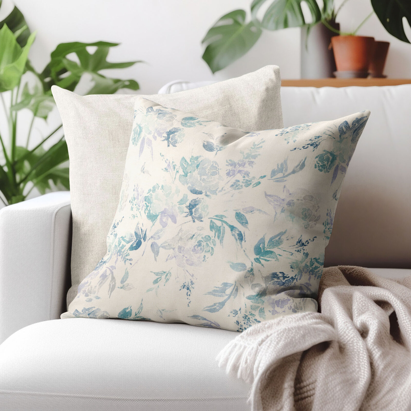 Dekorativer Kissenbezug Valencia - Pflanzenabdrücke