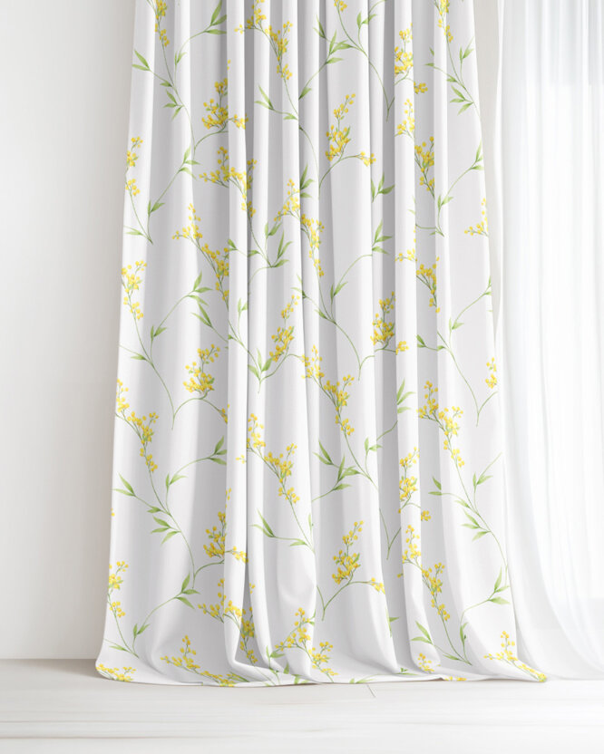 Dekorativer Vorhang – Mimosenblüten