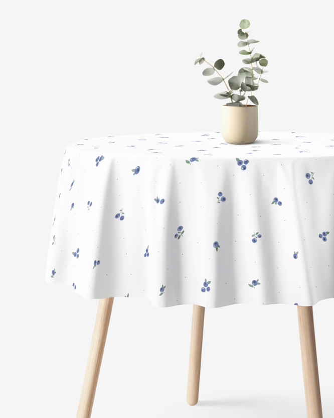 Runde Tischdecke 100% Baumwolle - Heidelbeeren