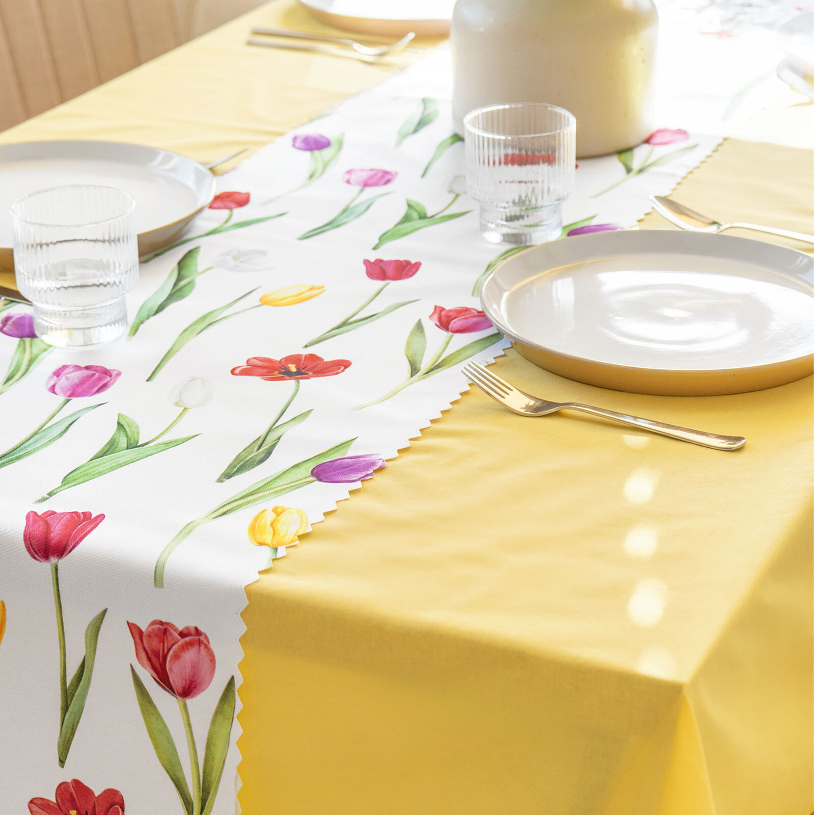 Teflon-Tischläufer - Bunte Tulpen