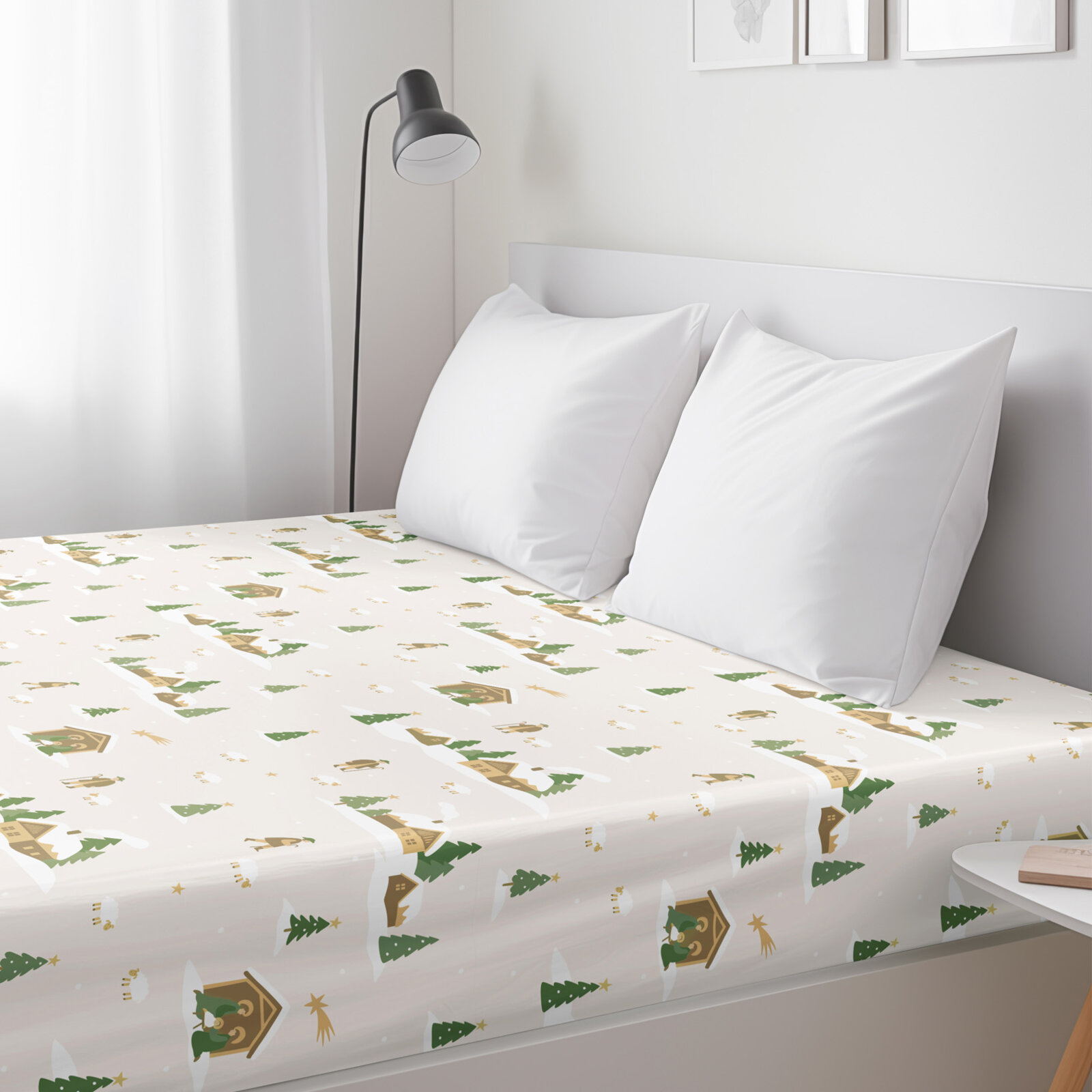 Weihnachtliches Spannbettlaken aus Baumwolle - Weihnachtslieder