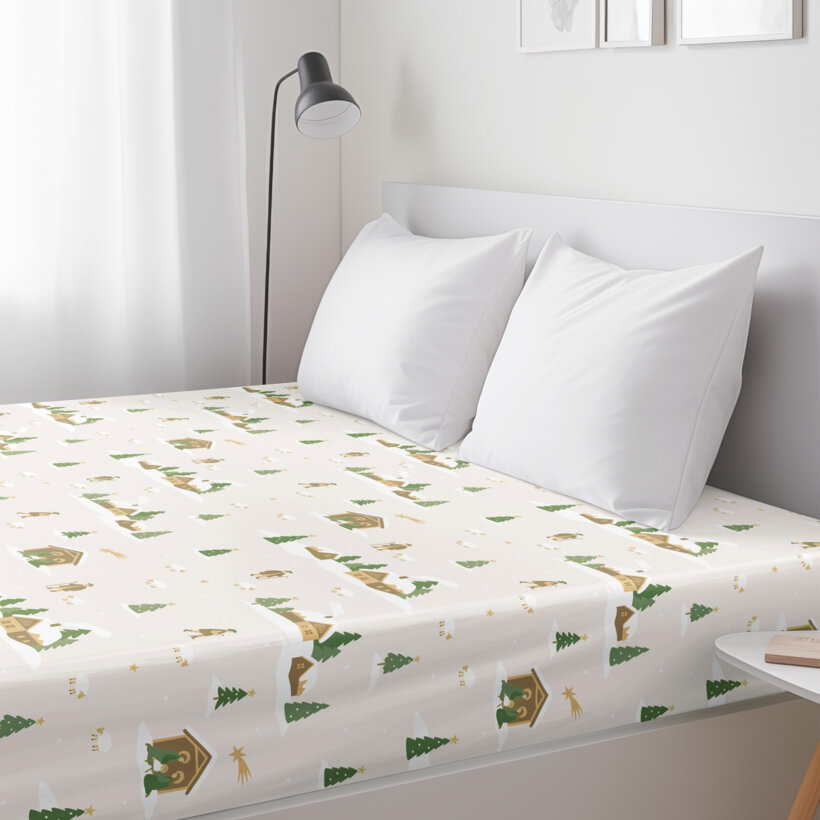 Weihnachtliches Spannbettlaken aus Baumwolle - Weihnachtslieder