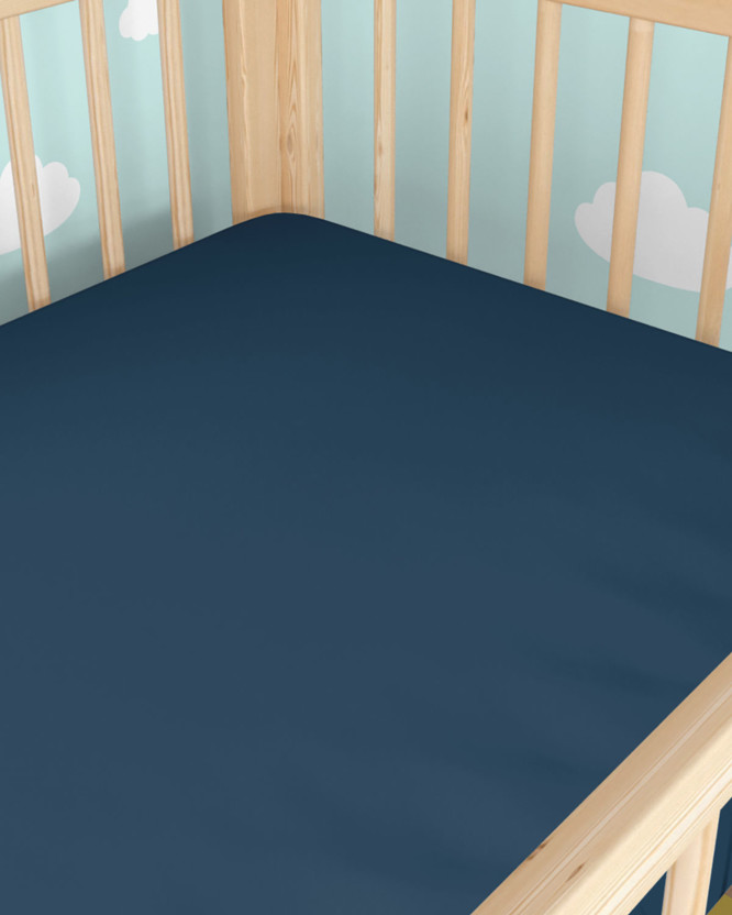 Spannbetttuch aus Baumwolle für Babybetten - marineblau