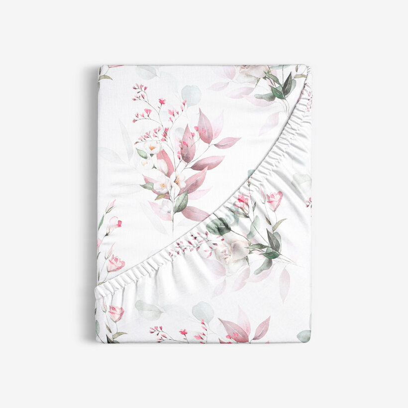Spannbettlaken aus Baumwolle Deluxe - zarte Rosen