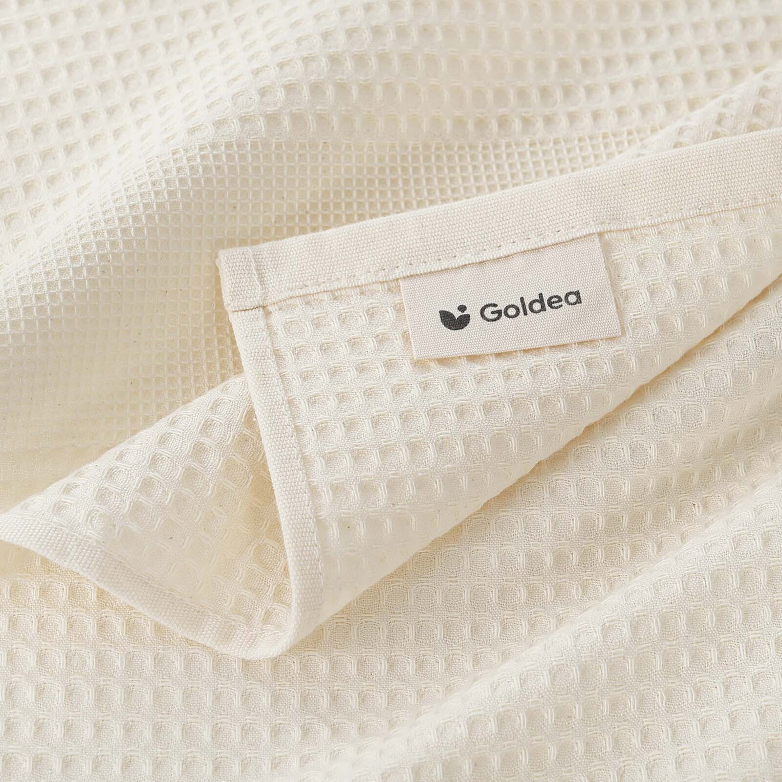 Waffel-Geschirrtuch mit Stickerei - Lebkuchen auf Creme