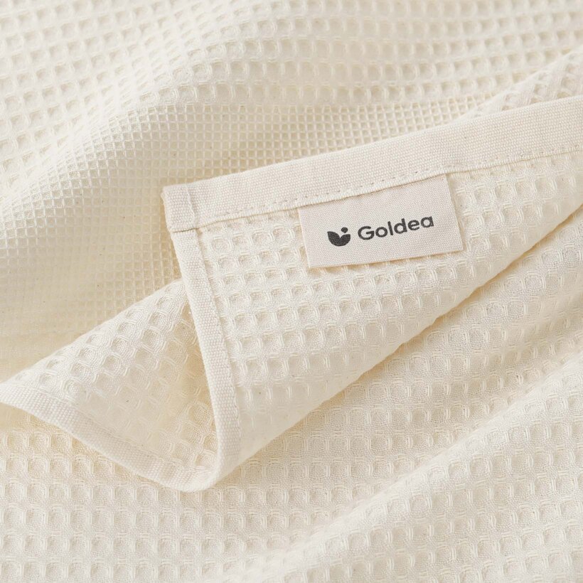 Waffel-Geschirrtuch mit Stickerei - Lebkuchen auf Creme