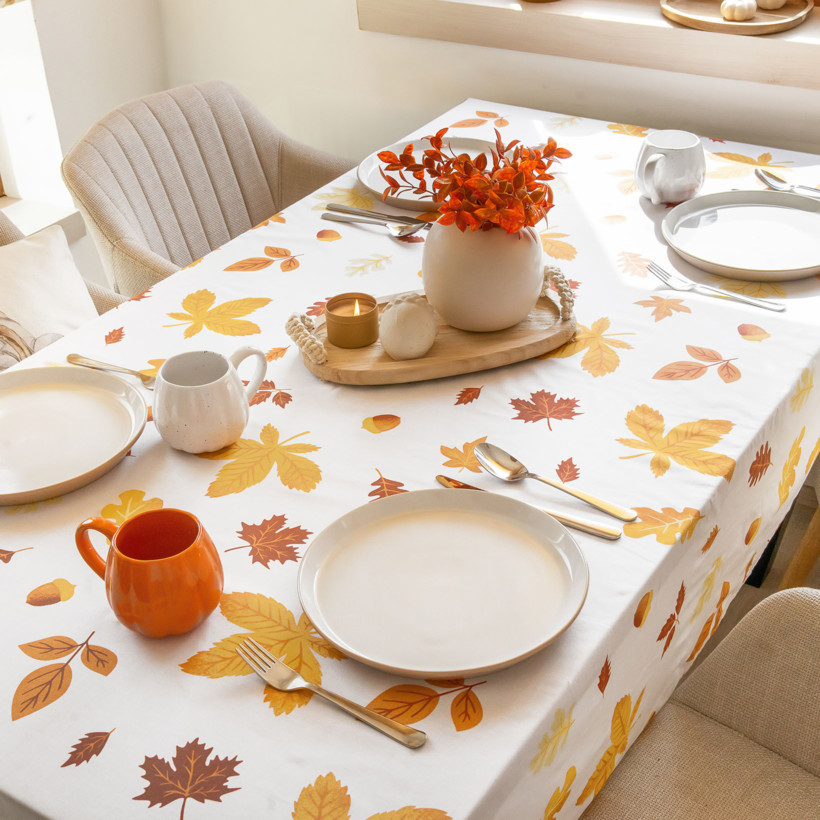 Eckige Tischdecke 100% Baumwolle - Herbstblätter