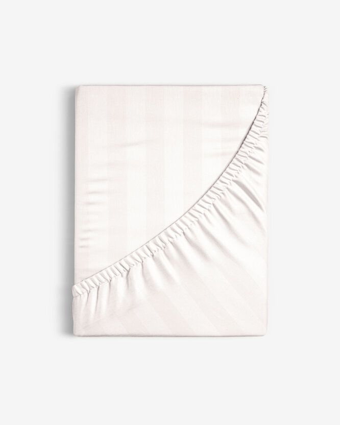 Spannbettlaken aus Damask - creme Streifen mit Satin-Glanz